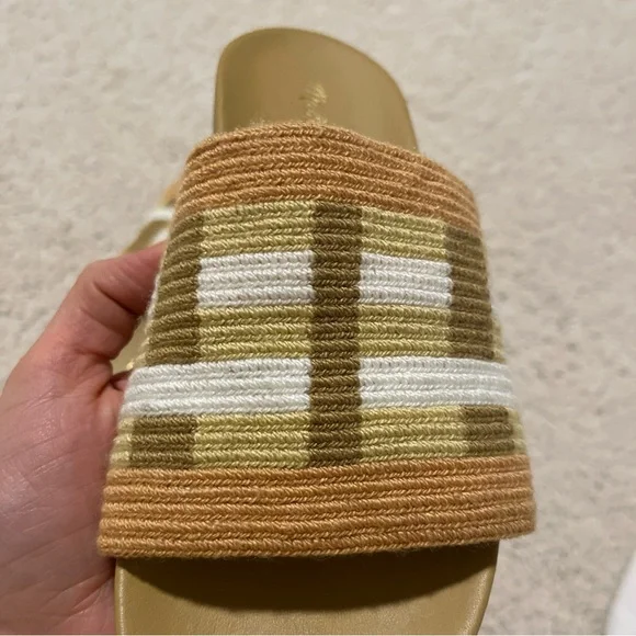 Madewell Kaanas Striped Tan‎ and Cream Slides Slip Ons Comfy Sandals - Picture 7 of 9